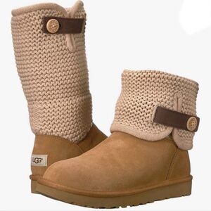 UGG Beige Knit Cuff Boots